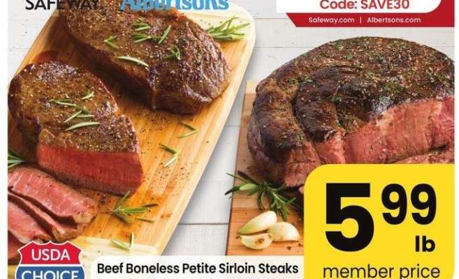 Beef Boneless Petite Sirloin Steaks Value Pack or Chuck Pot Roast