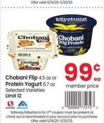 Chobani Flip 4.5 oz or Protein Yogurt 6.7 oz - Selected Varieties
