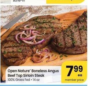 Open Nature® Boneless Angus Beef Top Sirloin Steak - 100% Grass Fed • 14 oz
