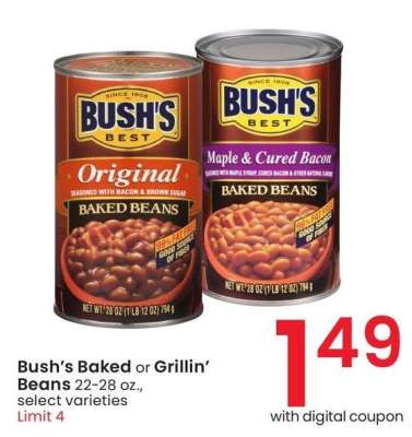 Bush's Baked or Grillin' Beans - 22-28 oz., select varieties