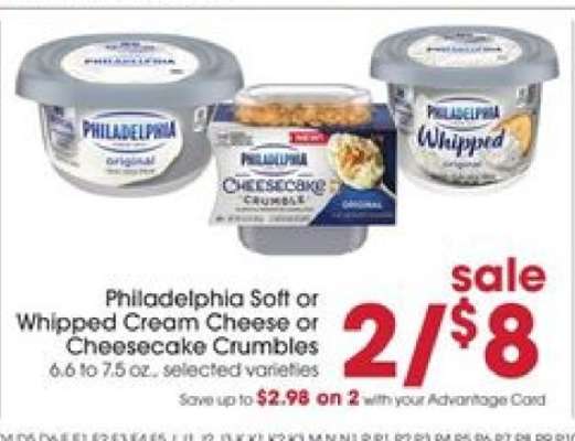 Philadelphia Soft or Whipped Cream Cheese or Cheesecake Crumbles