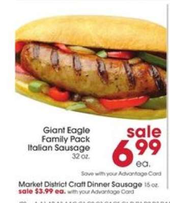 Giant Eagle Family Pack Italian Sausage