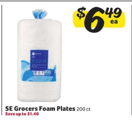 SE Grocers Foam Plates