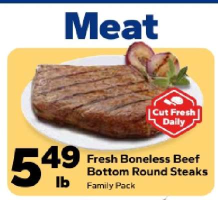 Fresh Boneless Beef Bottom Round Steaks