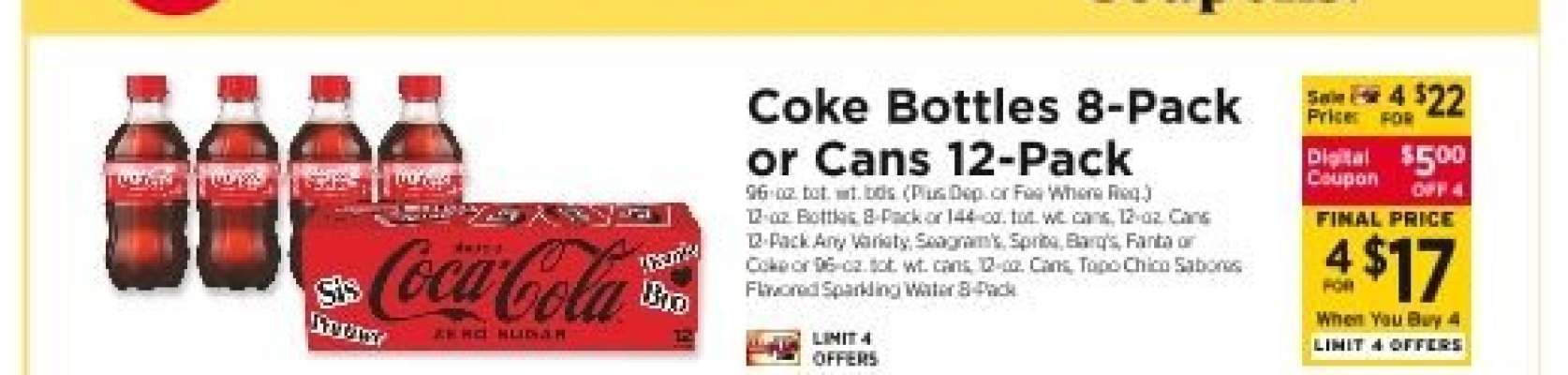 Coke Bottles 8-Pack or Cans 12-Pack