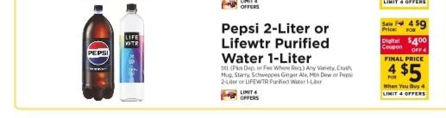 Pepsi 2-Liter or LIFEWTR Purified Water 1-Liter