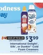 International Delight, Silk, or Dunkin' Cold Foam Creamers