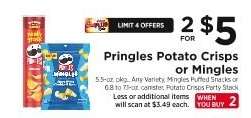 Pringles Potato Crisps or Mingles