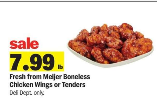 Fresh from Meijer Boneless Chicken Wings or Tenders