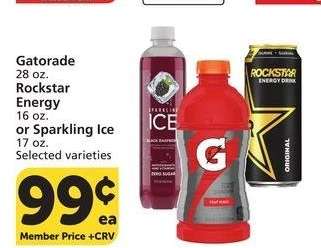 Gatorade 28 oz. Rockstar Energy 16 oz. or Sparkling Ice 17 oz - Selected varieties