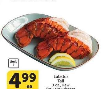 Lobster Tail - 3 oz., Raw Previously frozen