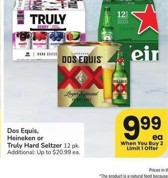Dos Equis, Heineken or Truly Hard Seltzer - 12 pk.