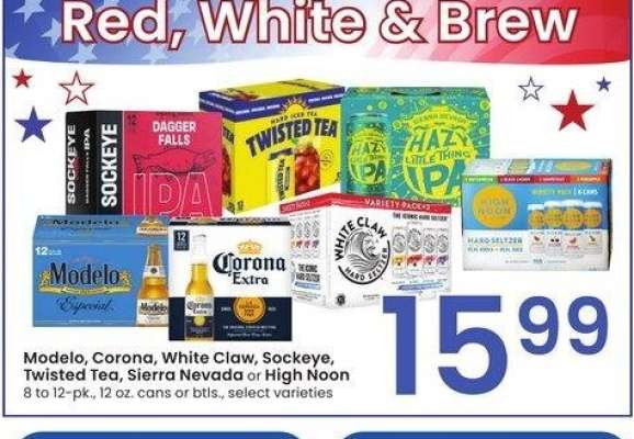 Modelo, Corona, White Claw, Sockeye, Twisted Tea, Sierra Nevada or High Noon - 8 to 12 - pk., 12 oz. cans or btls., select varieties