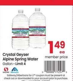Crystal Geyser Alpine Spring Water - Gallon