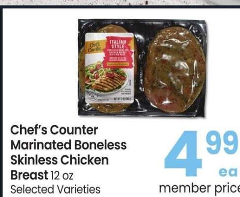 Chef's Counter Marinated Boneless Skinless Chicken Breast - 12 oz Selected Varieties