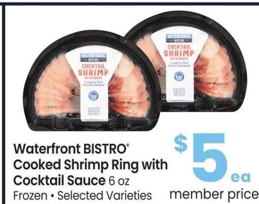 Waterfront BISTRO® Cooked Shrimp Ring with Cocktail Sauce - 6 oz Frozen • Selected Varieties