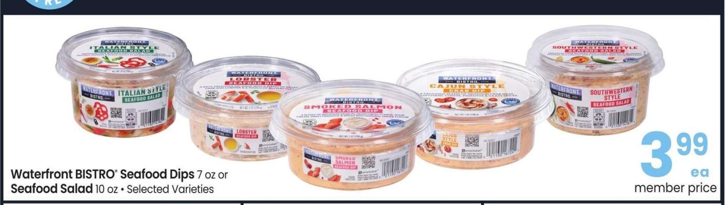 Waterfront BISTRO® Seafood Dips 7 oz or Seafood Salad 10 oz - Selected Varieties
