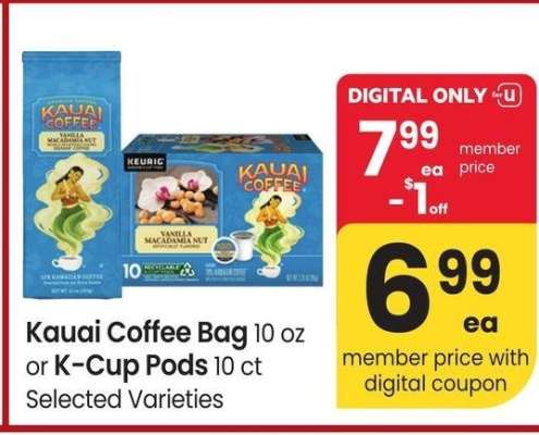 Kauai Coffee Bag 10 oz or K-Cup Pods 10 ct - Selected Varieties