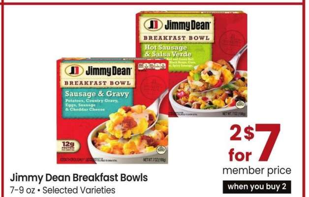 Jimmy Dean Breakfast Bowls - 7-9 oz • Selected Varieties