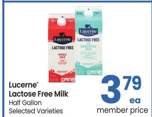 Lucerne® Lactose Free Milk - Half Gallon, Selected Varieties