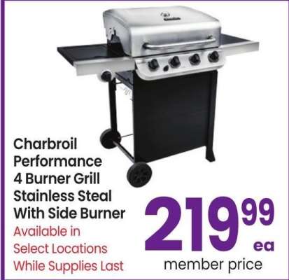 Char·Broil Performance 4 Burner Grill - Stainless Steal With Side Burner