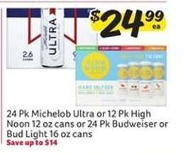 Michelob Ultra, High Noon, Budweiser, Bud Light