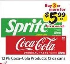 12 Pk Coca-Cola Products 12 oz cans
