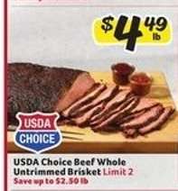 USDA Choice Beef Whole Untrimmed Brisket