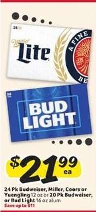 Budweiser, Miller, Coors, Yuengling, Bud Light