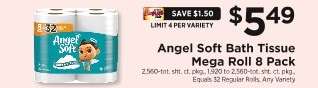 Angel Soft Bath Tissue Mega Roll 8-Pack