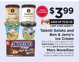 Talenti Gelato and Ben & Jerry’s Ice Cream