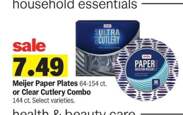 Meijer Paper Plates or Clear Cutlery Combo