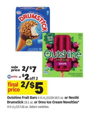 Outshine Fruit Bars or Nestlé Drumstick or Oreo Ice Cream Novelties
