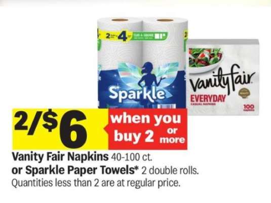 Vanity Fair Napkins or Sparkle Paper Towels