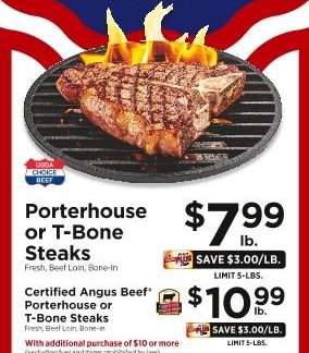 Porterhouse or T-Bone Steaks