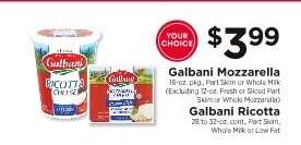 Galbani Mozzarella or Galbani Ricotta