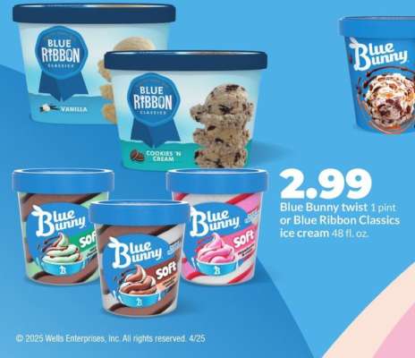 Blue Bunny Twist or Blue Ribbon Classics Ice Cream