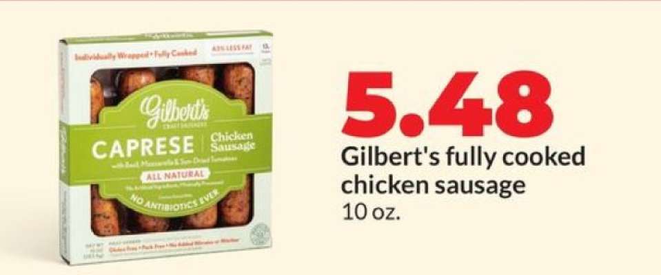 Gilbert’s fully cooked chicken sausage