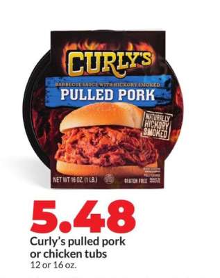 Curly’s pulled pork or chicken tubs