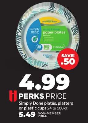 Simply Done plates, platters or plastic cups
