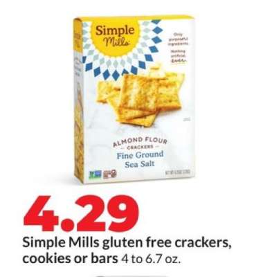 Simple Mills gluten free crackers, cookies or bars