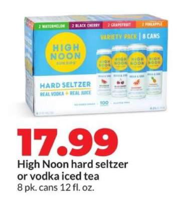High Noon hard seltzer or vodka iced tea