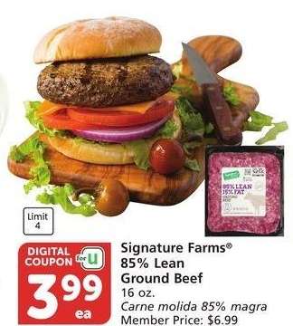 Signature Farms® 85% Lean Ground Beef - 16 oz. Member Price: $6.99