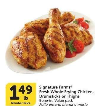 Signature Farms® Fresh Whole Frying Chicken, Drumsticks or Thighs - Bone - in, Value pack