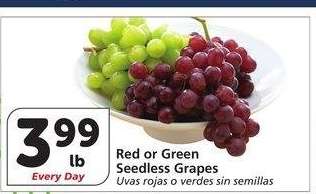 Red or Green Seedless Grapes