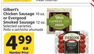 Gilbert's Chicken Sausage 10 oz. or Evergood Smoked Sausage 12 oz. - Selected varieties