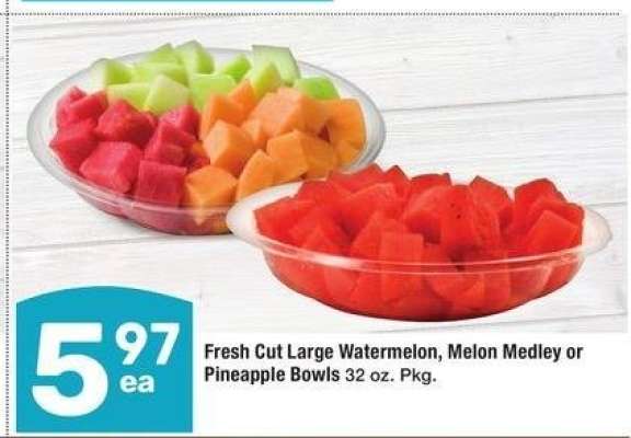 Fresh Cut Large Watermelon, Melon Medley or Pineapple Bowls - 32 oz. Pkg.