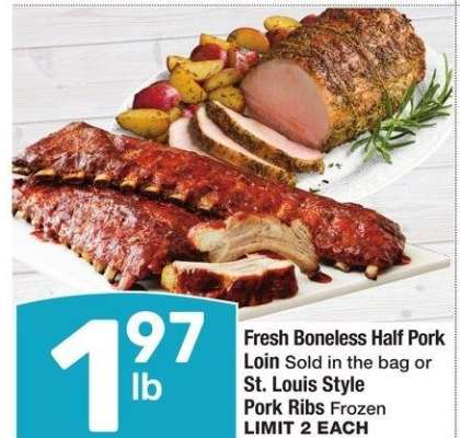 Fresh Boneless Half Pork Loin Sold in the bag or St. Louis Style Pork Ribs - Frozen