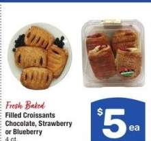 Filled Croissants Chocolate, Strawberry or Blueberry - 4 ct.