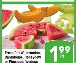 Fresh Cut Watermelon, Cantaloupe Honeydew or Pineapple Wedges